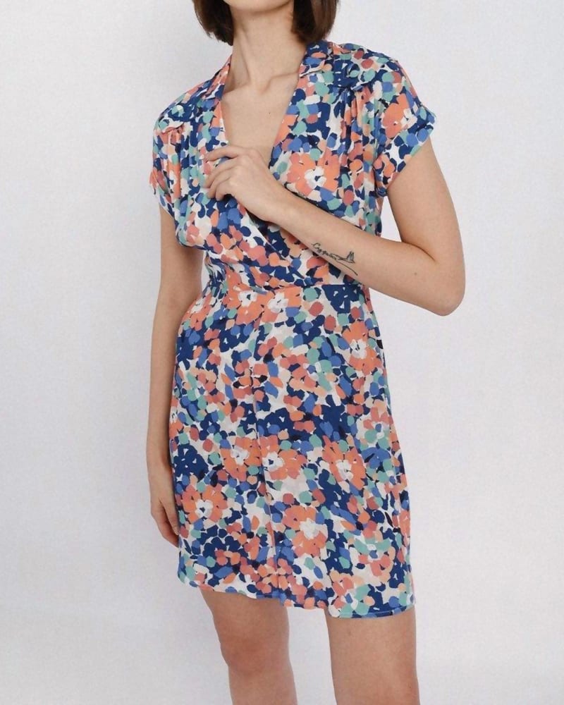 Front of a model wearing a size XL Lace Mini Dress In Multicolor in Multicolor by MOLLY BRACKEN. | dia_product_style_image_id:342382